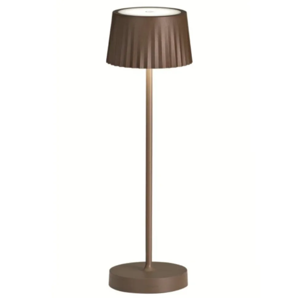 Ondaluce lt macao lampada da tavolo corten per esterno led touch dimmer