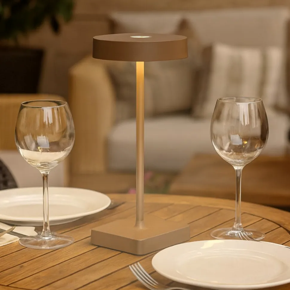 Ondaluce lt tap lampada da tavolino per esterno corten senza fili