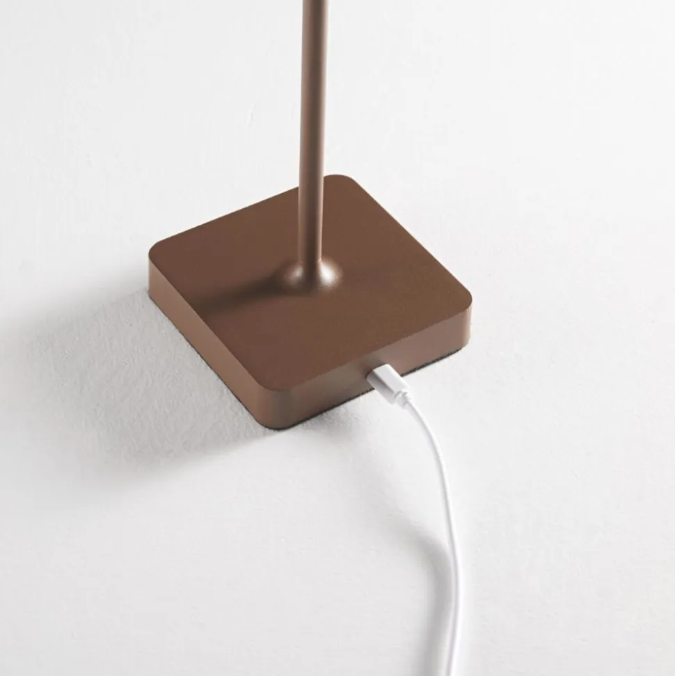 Ondaluce lt tap lampada da tavolino per esterno corten senza fili