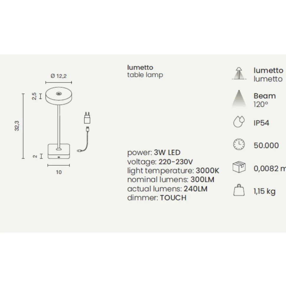 Ondaluce lt tap lampada da tavolo portatile blu led ip54