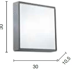 Ondaluce plafoniera da esterno 30cm quadrata bianca