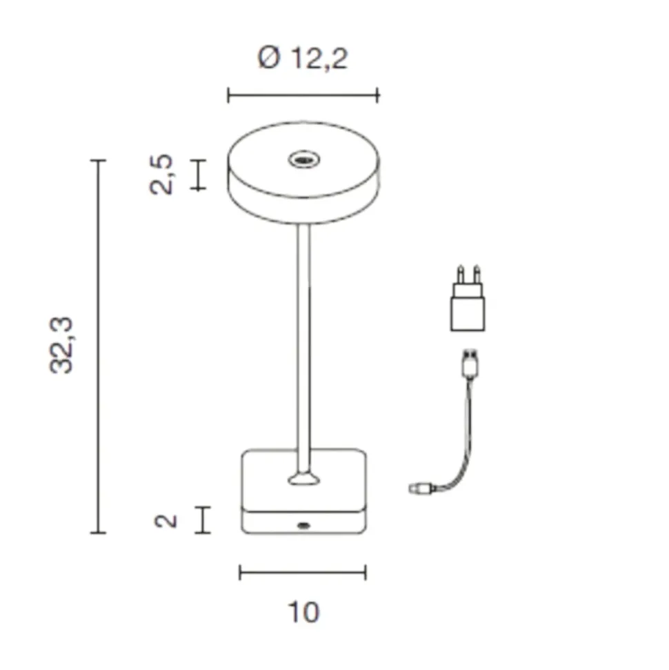 Ondaluce tap lampada da tavolino bianca senza fili ricarica usb led 3w 3000k