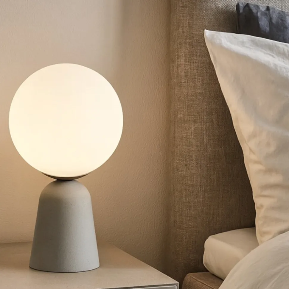 Ondaluce abat-jour rock lampada da comodino moderna cemento vetro bianco