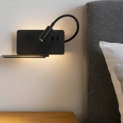 Ondaluce ap flat applique da comodino presa usa led orientabile nero destra