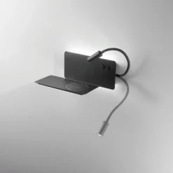 Ondaluce ap flat applique da comodino presa usa led orientabile nero destra