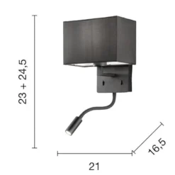Ondaluce ap shadow applique per comodino camera da letto led orientabile nera