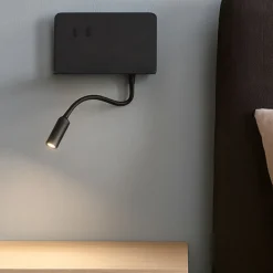 Ondaluce ap stan applique comodino camera da letto presa usb orientabile nera