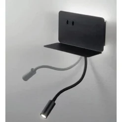 Ondaluce ap stan applique comodino camera da letto presa usb orientabile nera