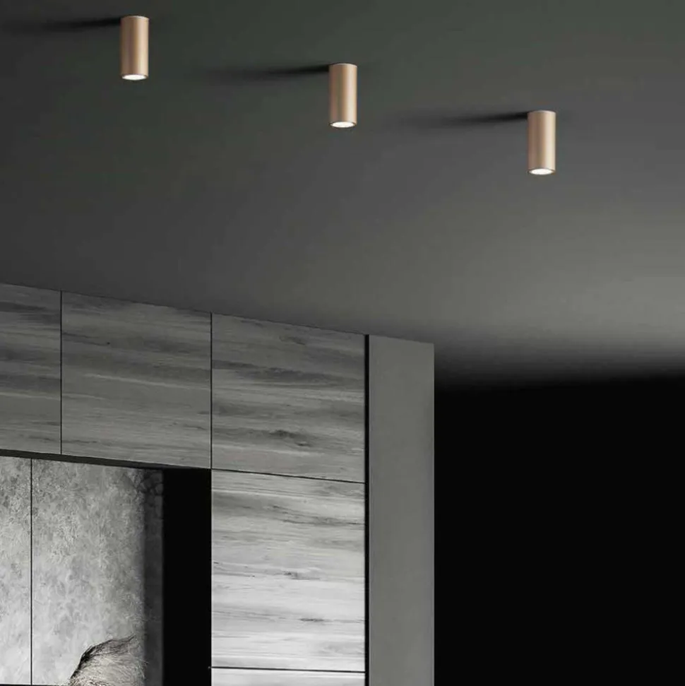 Ondaluce filo faretto led a soffitto moderno cilindro oro