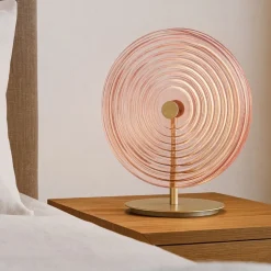 Ondaluce jokey abat-jour da comodino tonda vetro rosa led 3000k