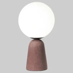 Ondaluce lampada da comodino abat-jour cemento rosso vetro bianco moderna