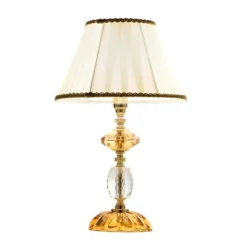 Ondaluce lampada da tavolo classica in vetro cristallo ambra