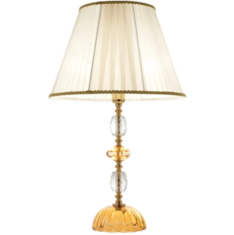 Ondaluce lampada da tavolo per salone classica vetro cristallo ambra