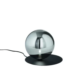 Ondaluce snail abat-jour lampada da comodno nera sfera in vetro fume