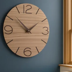 Orologio rotondo da parete moderno legno noce canaletto