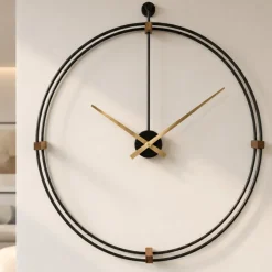 Orologio rotondo da parete nero design minimal 60cm