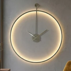Orologio rotondo da parete tortora moderno retroilluminato 60cm