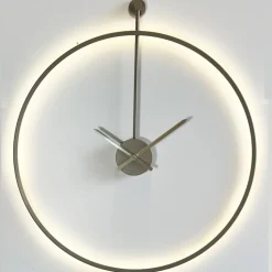 Orologio rotondo da parete tortora moderno retroilluminato 60cm