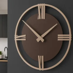 Orologio rotondo moderno a muro 30cm cioccolato