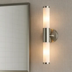 Palmera eglo applique da bagno moderno in vetro bianco 2 luci ip44