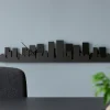 Panoramic orologio da parete moderno legno grigio quarzo