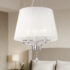 Pegaso sp3 ideal lux lampadario di cristallo paralume di tessuto