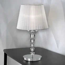 Pegaso tl1 big ideal lux lampada da tavolo contemporanea cristallo paralume organza