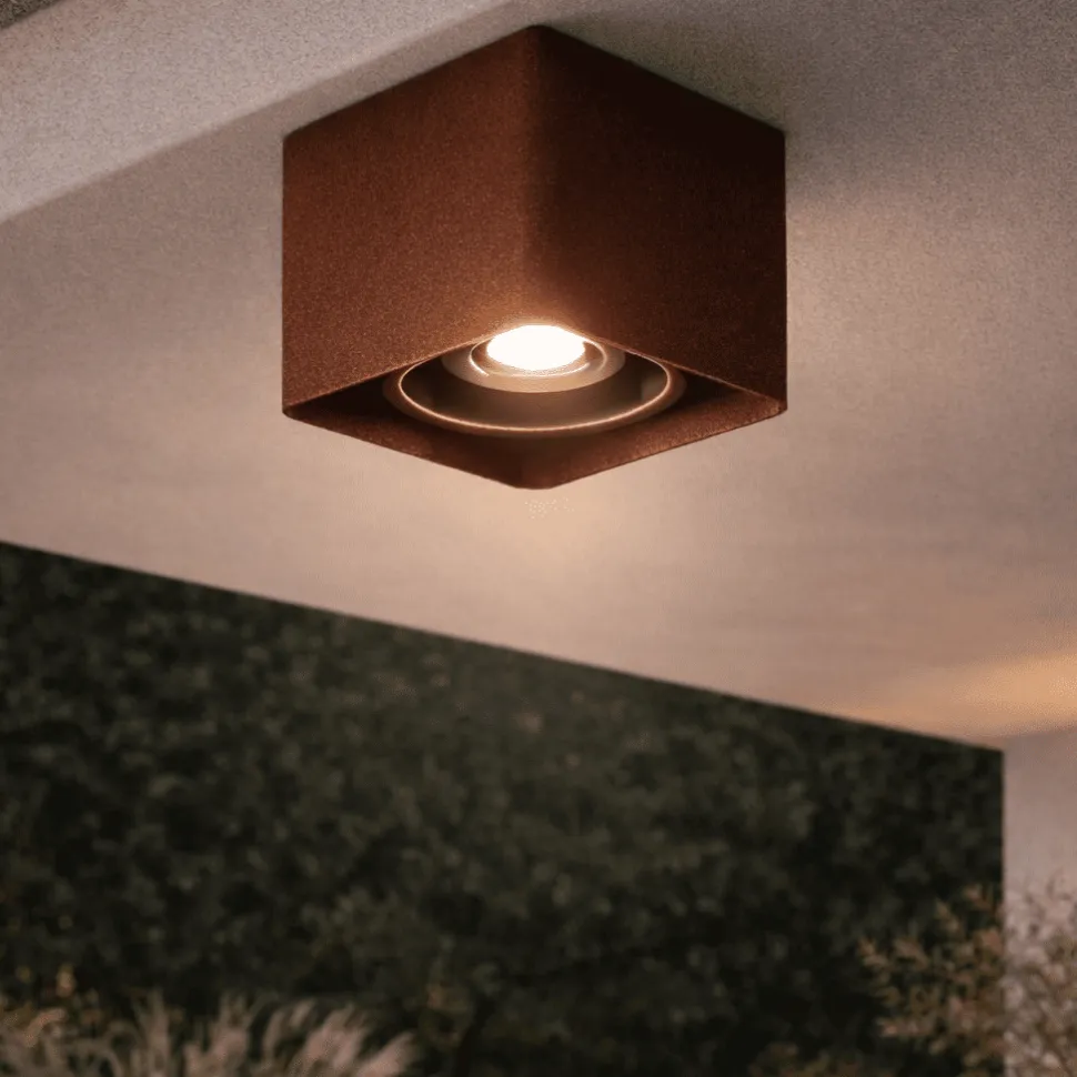 Perenz brick plafoniera da soffitto da esterno corten ip54 gu10