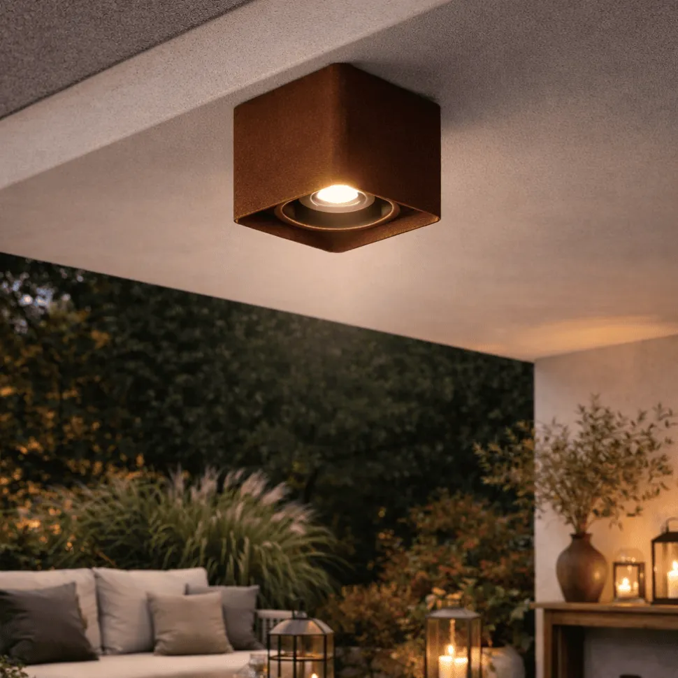 Perenz brick plafoniera da soffitto da esterno corten ip54 gu10