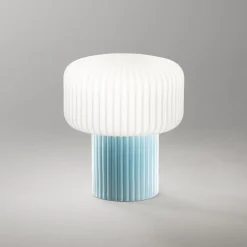Perenz otty lampada da comodino moderna ceramica azzurra