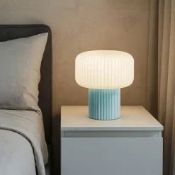 Perenz otty lampada da comodino moderna ceramica azzurra