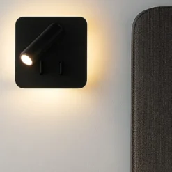 Perenz plug applique quadrata per comodino nero led 3000k orientabile