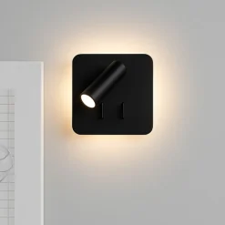 Perenz plug applique quadrata per comodino nero led 3000k orientabile