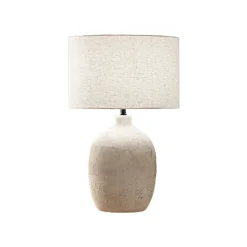 Perenz tribale lampada da tavolo ceramica bianca paralume beige