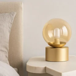 Perlage tl1 ideal lux abat-jour da comodino camera da letto sfera ventro ambra
