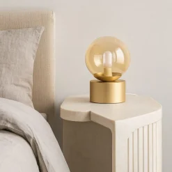 Perlage tl1 ideal lux abat-jour da comodino camera da letto sfera ventro ambra