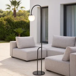 Piantana da esterno design ip65 nero sfera bianca led 3000k