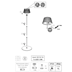 Piantana da esterno senza fili rossa led 3000k