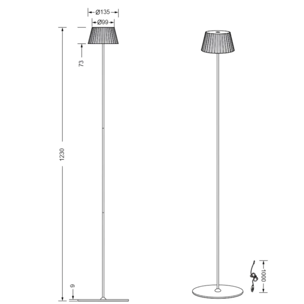 Piantana da esterno senza fili rossa led 3000k