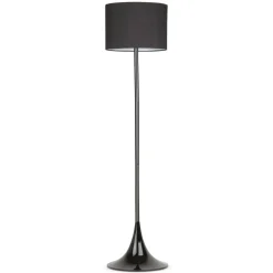 Piantana nera design moderna paralume in tessuto