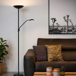 Piantana nera doppia luce da lettura orientabile led 20w 3000k