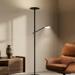 Piantana nera doppia luce led da lettura 3000k orientabile fabas regina