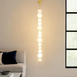 Piantana oro da parete perle vetro bianco elegante