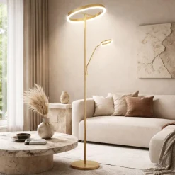 Piantana oro doppia luce led moderna per salone