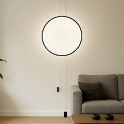 Piantana pendente dal soffitto nera cerchio led design moderna fp