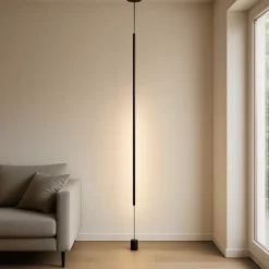 Piantana pendente nera tubolare sospesa attacco a soffitto led 20w 3000k