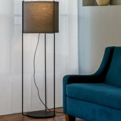 Piantana per salotto contemporaneo paralume tessuto grigio