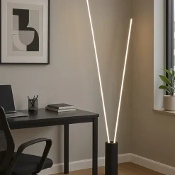Piantana per salotto moderna nera due luci le dimmerabile 3000k