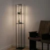 Piantana porta oggetti nera lampada led3000k dimmerabile