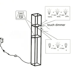 Piantana porta oggetti nera lampada led3000k dimmerabile